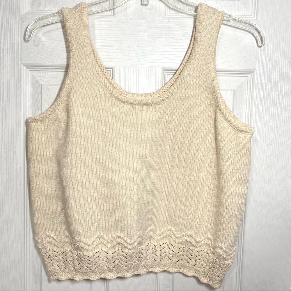 eco boho cream knit tank top size xxl